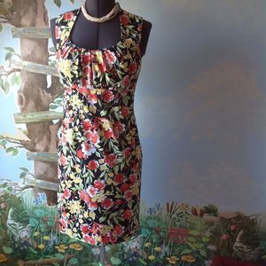 Spence Women's Black Floral Sleeveless Cotton Dress Size 8